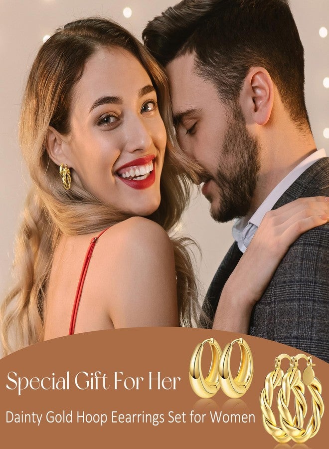 adoyi طقم أقراط حلقية فضية من أدوي للنساء والفتيات، أقراط حلقية ذهبية ملتوية، مطلية بالذهب الأبيض عيار 14 قيراطًا، خفيفة الوزن، 9 أزواج من المجوهرات للنساء والفتيات، هدية مثالية. - Image 3